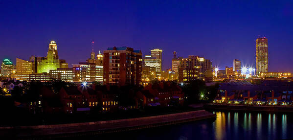Cityscape Poster featuring the photograph Late Summer Night In Buffalo by Don Nieman