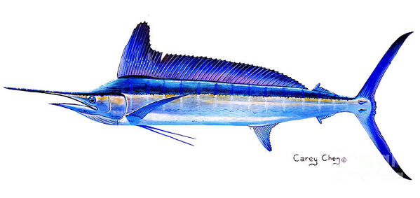 Spearfish Poster featuring the painting Longbill spearfish by Carey Chen