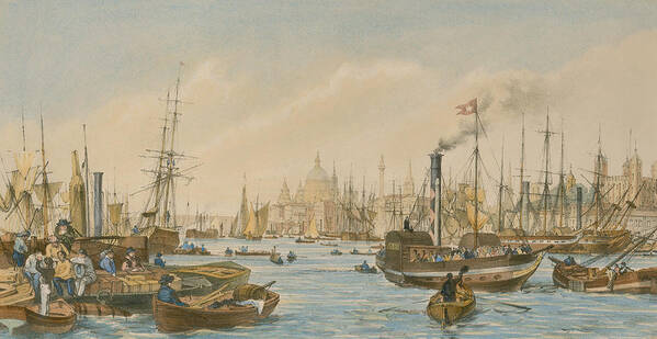 William Parrot Poster featuring the painting Looking towards London Bridge by William Parrot