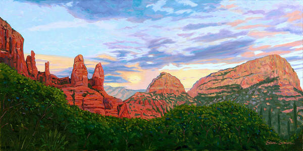 Madonna Poster featuring the painting Madonna and Nuns - Sedona by Steve Simon