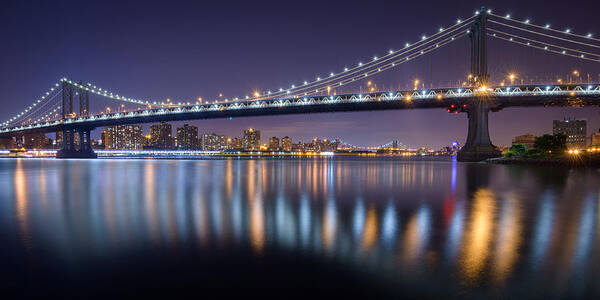 Manhattan Bridge Poster featuring the photograph Manhattan Reflections by Mark Rogers