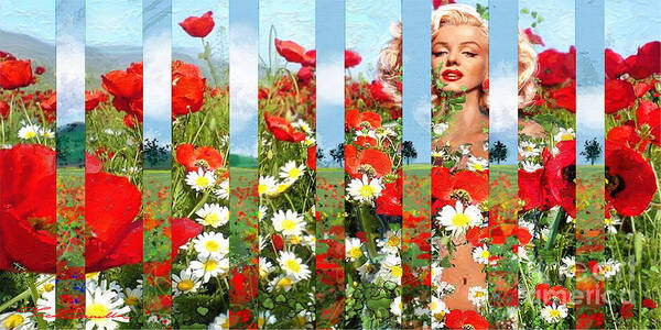 Marilyn Poster featuring the painting Marilyn in poppies 1 by Theo Danella