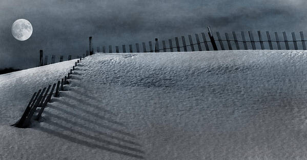 Fence Poster featuring the photograph Moonlit Snow by Cathy Kovarik