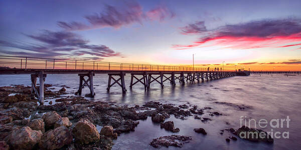 Landscape Poster featuring the photograph Moonta Bay Jetty Sunset by Shannon Rogers