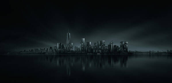 Water Poster featuring the photograph New York Skyline by Miguel Angel Martin