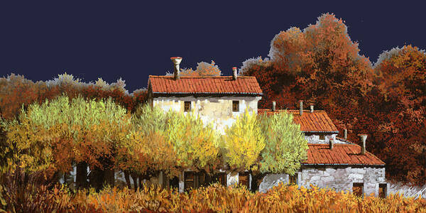 Vineyard Poster featuring the painting Notte In Campagna by Guido Borelli