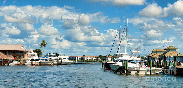 Marina Poster featuring the photograph Old city dock and boats in Naples Florida by Les Palenik