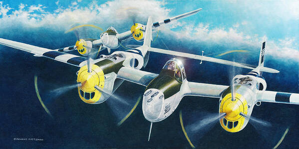 World War Ii Poster featuring the painting P-38 Lightnings by Douglas Castleman