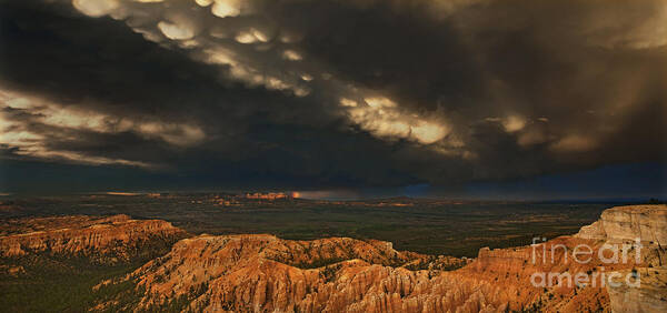 North America Poster featuring the photograph Panorama Storm Clouds over Bryce Canyon National Park Utah by Dave Welling