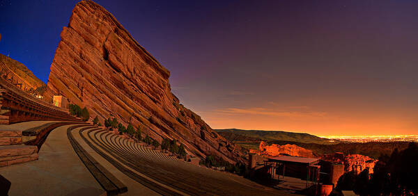 Night Poster featuring the photograph Red Rocks Amphitheatre at Night by James O Thompson
