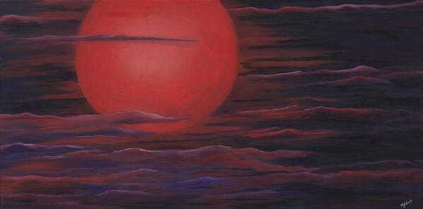 Acrylic Paintings Poster featuring the painting Red Sky A Night by Michelle Joseph-Long