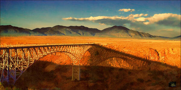 New Mexico Poster featuring the painting Rio Grande Gorge Bridge Heading to Taos by Douglas MooreZart
