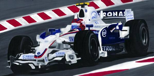 Robert Kubica Poster featuring the painting B M W Sauber Wins Canadian Grand Prix du Montreal  by Ran Andrews