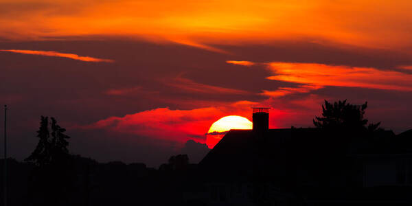 Rooftop Poster featuring the photograph Rooftop Sunset Silhouette by Kirkodd Photography Of New England