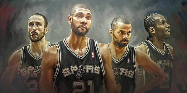 Tim Duncan Poster featuring the painting San Antonio Spurs Artwork by Sheraz A