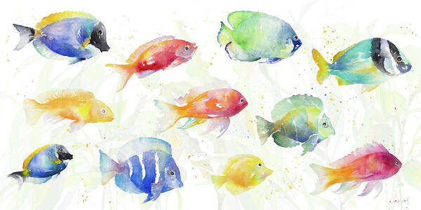 School Poster featuring the painting School Of Tropical Fish by Lanie Loreth