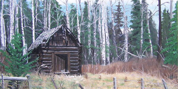 Old Cabin Poster featuring the painting Solitude by Bonnie Heather