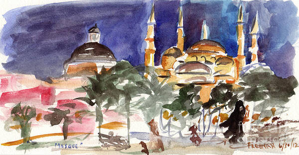 Crystal Cruises Poster featuring the painting Sophia Mosque by Valerie Freeman