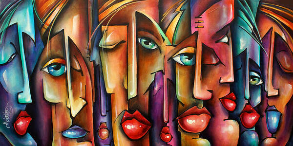 Urban Poster featuring the painting 'Spectators' by Michael Lang