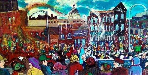 St. Paul Winter Carnival Poster featuring the painting St Paul Winter Carnival love parade by Richard Hubal