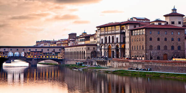 Italy Poster featuring the photograph Sunset on Ponte Vecchio in Florence by Good Focused