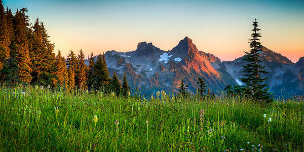 Mountain Poster featuring the photograph Sunset over Tatoosh by Chris McKenna