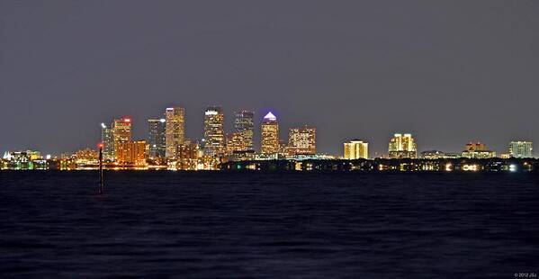 Tampa Poster featuring the photograph Tampa City Skyline at Night 7 November 2012 by Jeff at JSJ Photography