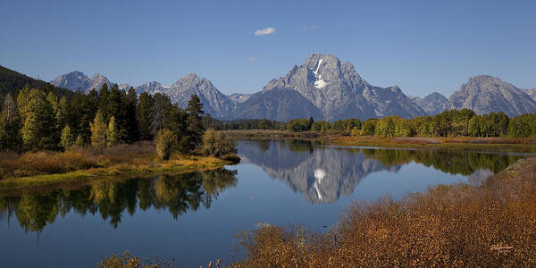 Grand Tetons Poster featuring the photograph Tetons Mount Moran morning by Don Anderson