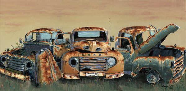 Truck Poster featuring the painting Three Amigos by John Wyckoff