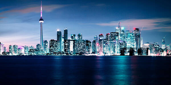 Canada Poster featuring the photograph Toronto Skyline At Night by Levin Rodriguez