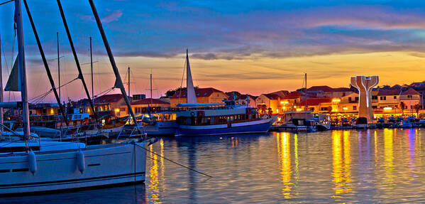 Croatia Poster featuring the photograph Town of Vodice harbor and monument by Brch Photography