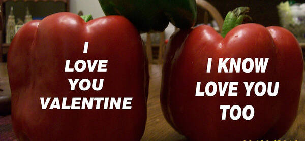Couple Of Lovely Red Peppers Spreading Valentine Cheer A Pair Of Pepper Love To Enjoy Poster featuring the photograph Valentine Pepper Love by Belinda Lee