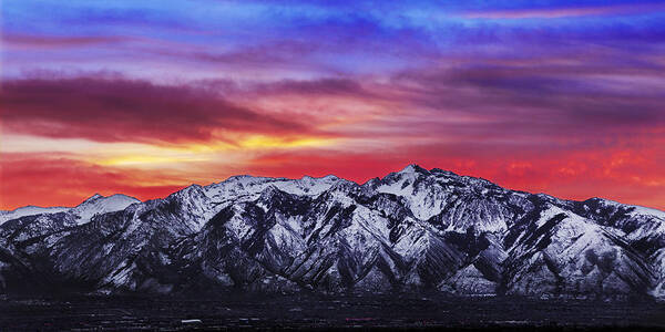 Sky Poster featuring the photograph Wasatch Sunrise 2x1 by Chad Dutson