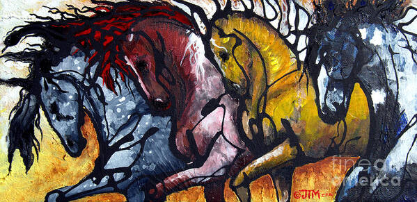 Horses Poster featuring the painting Work Together by Jonelle T McCoy