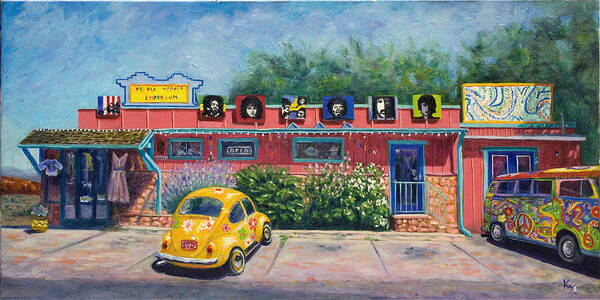 Hippie Poster featuring the painting Ye Ole Hippie Emporium by Patty Kay Hall