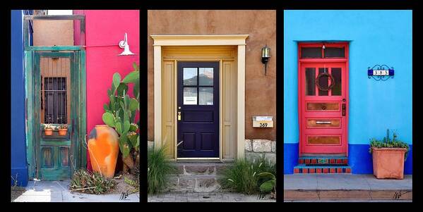Tucson Poster featuring the photograph Tucson Barrio Door Trio by Mark Valentine