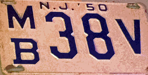 1950 New Jersey License Plate Poster featuring the photograph 1950 New Jersey License Plate by Bill Owen