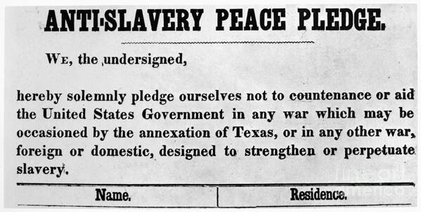 1845 Poster featuring the photograph Abolitionist Peace Pledge by Granger
