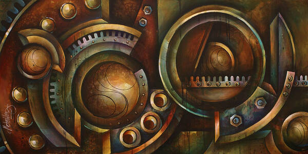Mechanical Poster featuring the painting 'Assembly Required' by Michael Lang