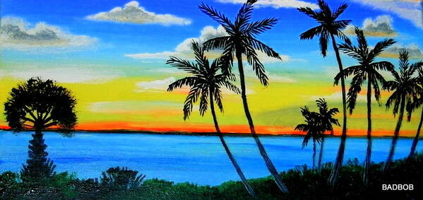 Palm Trees Poster featuring the painting Badriver by Robert Francis