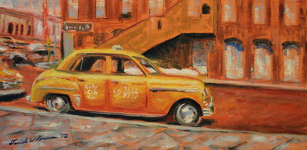 Cab Poster featuring the painting City Cab by Daniel W Green
