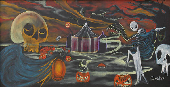 Ennis Poster featuring the painting Halloween Circus by Christophe Ennis