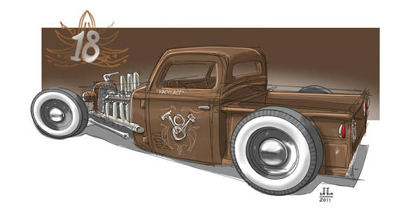 Hot Rod Poster featuring the drawing No.18 by Jeremy Lacy