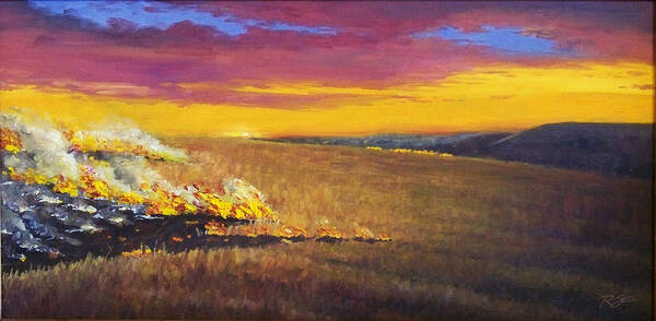 Fire Poster featuring the painting Prairie Fire by Rod Seel