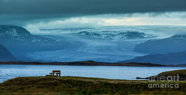 Iceland Poster featuring the photograph The Bench and the Glacier by Levin Rodriguez
