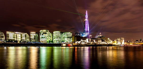 City Skyline Poster featuring the photograph The Shard Lasers by Dawn OConnor