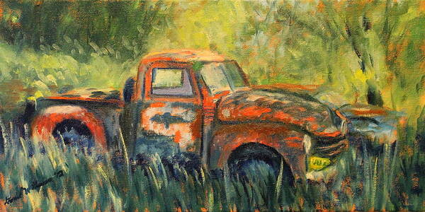 Rusty Truck Poster featuring the painting Work Truck by Daniel W Green