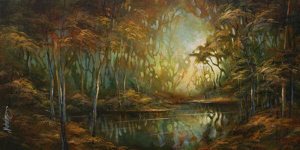 Landscape Poster featuring the painting ' Eden ' by Michael Lang