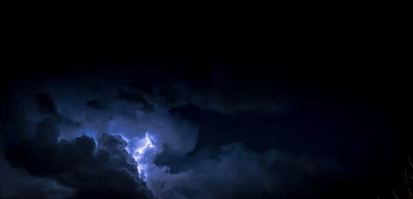 Blue Poster featuring the photograph Cloud Thunder strike and Lightning at Night #1 by John Williams