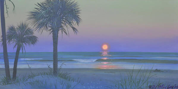 Seascape Poster featuring the painting Palmetto Moon by Blue Sky